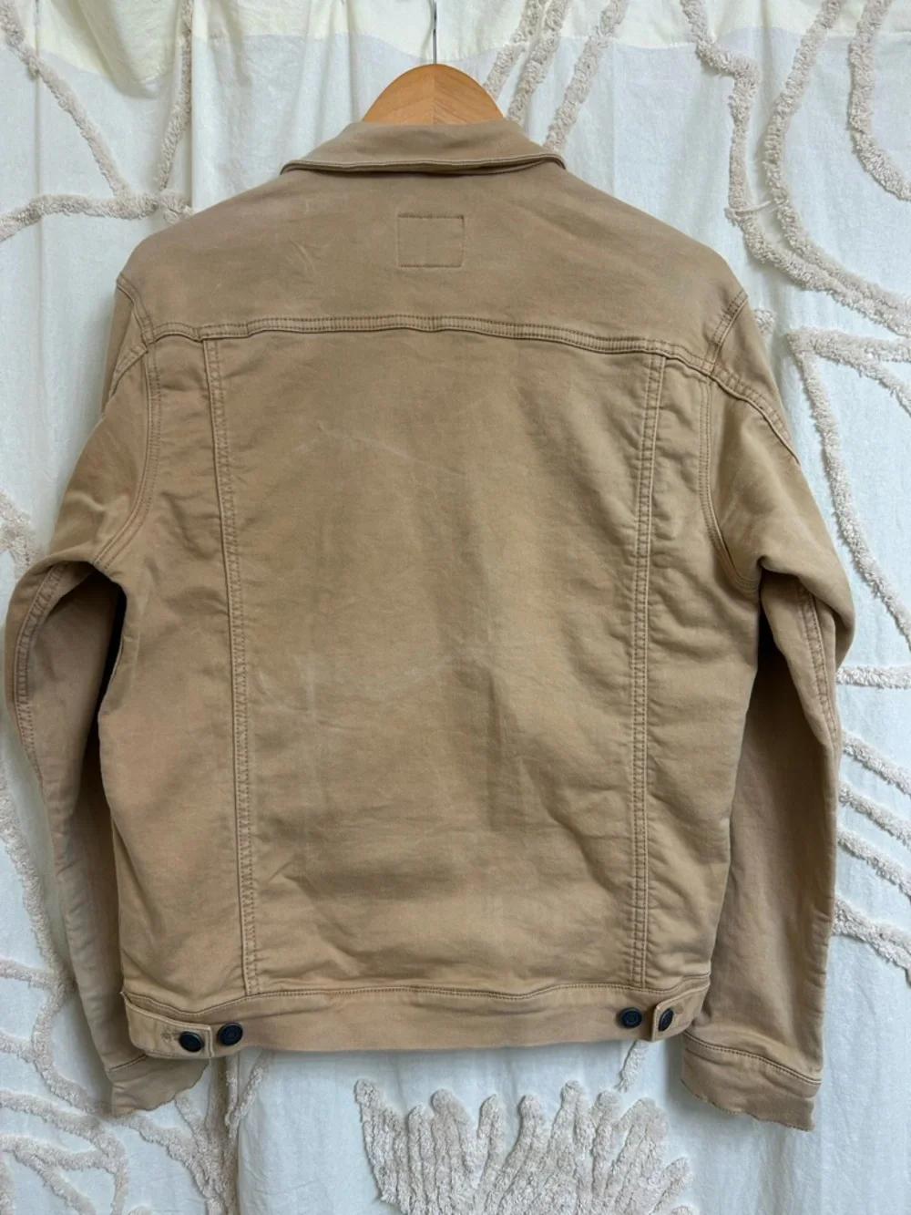 Vintage Free People Stretch Tan Denim Jacket Size Large - Picture 9 of 14